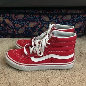 Red high top Vans Sk8